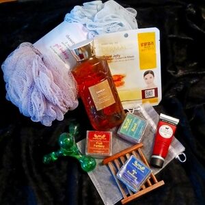 Pamper kit, Spa Care Package, bath, scrub, soap, face mask, massager, lotion